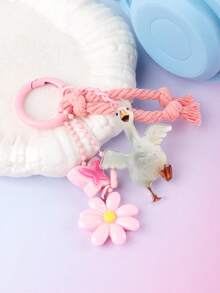 Cute White Goose Acrylic Keychain, Floral Butterfly Tassel Bag Charm, Pastel Knotted Rope Pendant Accessory For Backpack Keys - 2879 - View 4