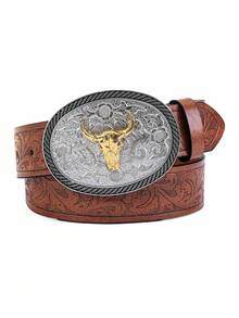 1pc Vintage Men's Belt Elegant Style Casual Artificial PU Wide Belt, Suitable For Casual Pants, Skirts, Daily, Work, Date, Party, Christmas, Valentine's Day - Men's Belt - View 9
