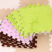 16/10pcs Solid Color Patchwork Floor Mat, Decorative Bedroom Puzzle Carpet, Thickened Foam Floor Pad, Plush Cute Bedside Rug, Soft And Easy To Clean, Interlocking Floor Protection Plush Sound-Insulating Thermal Mat, DIY Decoration - A - View 11