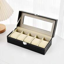 12/10/6/5 Slots Watch Storage Box With Glass Lid, Watch Display Storage Box, Dust-Proof Velvet Lining, Men's And Women's Watch Collection Box, Black Luxury Watch Storage Box With Drawer, Leather Watch Box, Watch Storage Box, Watch Display Box, Watch Box, Multi-Slot Watch Jewelry Box, Jewelry Bracelet Box, Birthday Gift For Friends, National Day Gift, Halloween Gift, Christmas Gift - Black - View 12
