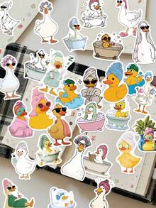50pcs Bath Duck Stickers For Decorating Planner, Diary, Scrapbook, Notebook, Luggage, Guitar, Black & White Notebook, Tablet, Water Bottle, Phone, Christmas Gift Decoration - Multicolor - View 1