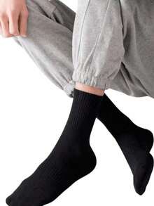 10 Pairs Of Men's Sports Mid Length Socks - Breathable Ribbed Sock Mouth Sports Socks, Suitable For Daily Sports In Black And White Winter White Socks - Multicolor - View 14