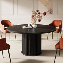LITTLE TREE Round Dining Table, 120 Cm Dining Table Black For 4 People, Dining Room Table With Sturdy Metal Frame, Modern Dining Room Furniture - Black - View 2