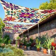 1 rèm che nắng ngoài trời họa tiết Mandala phong cách Bohemian màu gradient, dày chống nắng, dễ lắp đặt và cất giữ, phù hợp cho 6 người, dùng cho sân vườn, sân nhà, cạnh hồ bơi (không bao gồm cột) - Nhiều màu - Xem 2