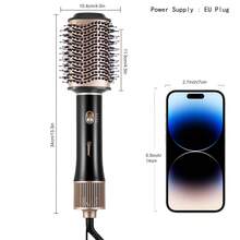 Hatteker 4-In-1 Multifunctional Hot Air Brush, Home And Salon Hair Styling Blow Dryer Comb For Straight And Curly Hair - Black - View 2