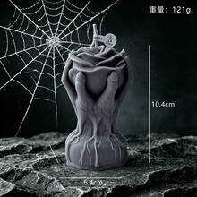 Halloween Party Decoration, Gothic Style Skeleton Hand Holding Rose Shaped Scented Candle, Dark Romantic Halloween Tabletop Decor Ornament, Holiday Party Photo Prop, Niche Halloween Gift - Halloween Skeleton Holding Rose Scented Candle - View 12
