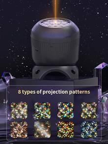 1pc Starry Sky Christmas Projection Night Light, USB Rechargeable Dynamic Light Projection Lamp, Romantic Atmosphere Light, Suitable For Bedroom Bedside, Living Room, Party, Home Decor, Room Decoration - Multicolor - View 10