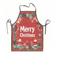 1pc Christmas Santa, Christmas Bells, Christmas Snowflakes, Christmas Reindeer, Christmas Tree, Christmas Snowman, Christmas Penguin, Christmas Cartoon Animal Pattern Chef Apron, Apron, Suitable For Home Decor And Kitchen Use. Made Of 100% Polyester Material, Designed As Sleeveless Style, Perfect For Home Kitchen, Outdoor BBQ Cooking. This Printed Apron Is Unisex, Machine Washable And Reusable, An Essential Kitchen Item - Multicolor - View 15