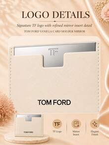 Tom Ford حامل بطاقات TF فانيلا مع مرآة 9.5*6 سم، يُباع بشكل فردي، خفيف الوزن وقابل للحمل، متعدد الاستخدامات لتعديل المكياج وتخزين البطاقات - لون شمبانيي - مشاهدة 7