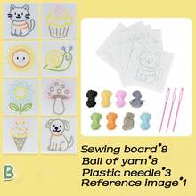 Perlengkapan Menjahit untuk Pemula 20 Buah (Termasuk Jarum Plastik, Benang, Papan Jahit, dan Paket Bahan Felt) - Set Edukatif untuk Mengembangkan Keterampilan Motorik Halus, Cocok untuk Kerajinan DIY, Hadiah Gaya Montessori untuk Remaja, Dewasa, dan Keluarga - A - View 3