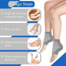 Set de 3 Pares de Calcetines de Gel para Talones, Calcetines Hidratantes sin Dedos para el Cuidado de Talones Secos y Ásperos - Gris - Ver 6