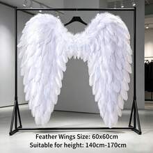 1 Peça Acessório de Fantasia de Asas de Anjo para Adultos - Asas de Penas Artificiais - 4 Cores Disponíveis: Branco, Preto, Rosa, Vermelho - Para Adereços de Fantasia, Acessórios de Cosplay, Conjunto de Acessórios de Fantasia Feminina - Adequado para Halloween, Suprimentos de Festa de Natal - Multicolorido - Visão 10