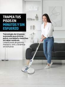 Redlemon Trapeador Eléctrico Giratorio 200 RPM con Atomizador, Luz LED y Batería Recargable - Blanco - Ver 3