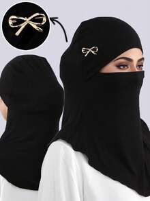1PC Women's Fashion Solid Color Rhinestone Face Cover Headscarf, Chin Wrap Under Cap, Muslim Hijab, Inner Jersey Hijab, Suitable For Daily Prayer And Going Out - Multi-color Rhinestones - View 16