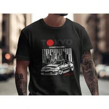 Camiseta de Carreras Callejeras de Tokio, Coche JDM, Cultura Hashiriya - Negro - Ver 4