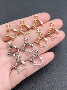6/10/20pcs Klip Telinga Spiral Stainless Steel Aksesoris Anting dengan Bantalan Telinga Berputar, Cocok untuk Wanita Tanpa Tindik Telinga, Pembuatan Anting DIY - Klip telinga - View 1