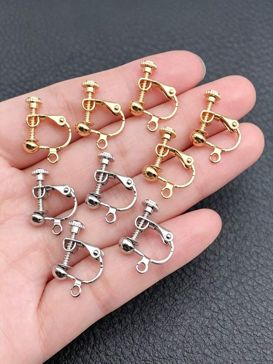 6/10/20pcs Klip Telinga Spiral Stainless Steel Aksesoris Anting dengan Bantalan Telinga Berputar, Cocok untuk Wanita Tanpa Tindik Telinga, Pembuatan Anting DIY - Klip telinga - View 1