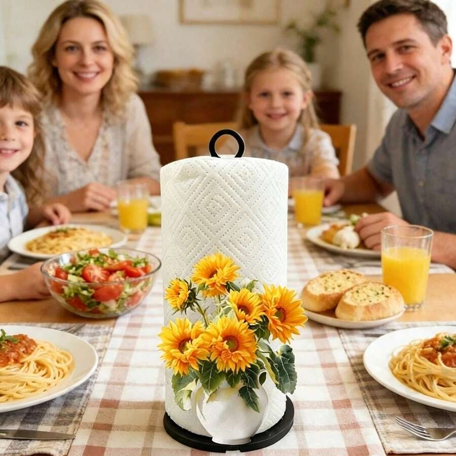 亮麗向日葵紙巾架-式廚房紙巾架,即用型紙捲架,適用於浴室、餐桌、臥室,鄉村風居家裝飾,母親節禮物 - 彩色 - 查看 1