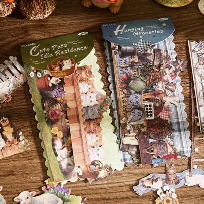 10 Sheets/Bag Stickers Warm Home Party Series Vintage Long Strip Hard Card Stickers, Scrapbook Supplies Notebook Accessories, Used For Decorating Cards Photo Frames Computers Phone Cases Water Bottles Magazines Stationery Boxes Suitcases, Desktop Decoration Stickers