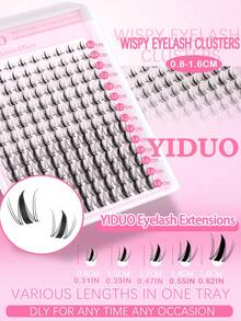 YIDUO Wet Look Manga Lash Clusters D Curl Spiky Anime Individual Eyelash Extensions,0.04mm Ultra Thin Invisible Band DIY Cluster Lashes 0.8-1.6CM Mixed Length Reusable False Lashes For Party Wedding Daily Makeup - D - View 2