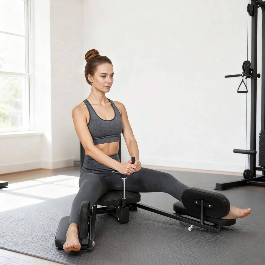 SOOZIER Split Machine, 180° Adjustable Leg Stretcher Machine With Handwheel, Heavy Duty Leg Stretching Equipment For Flexibility, Home Gym Fitness, Yoga And Dance, Black