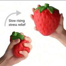 Best-Selling Realistic Strawberry Soft Rubber Squeeze Toy, Vibrant And Cute, Stress Relief Toy, Also Suitable As Desktop Decoration And Storage, Ideal For Teens And Office Workers As Stress Relief Gift - Multicolor - View 4