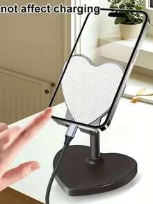 1pc Cute Heart-Shaped Adjustable Phone & Tablet Stand, Foldable Portable Extendable Desktop Holder With Adjustable Height & Viewing Angle, Stable Non-Slip Base, Universal Hands-Free Stand For Watching Videos, Live Streaming, Home, Office & Dorm - A - View 5