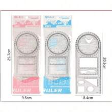 3PC Multifunctional Geometry Drawing Ruler, All In One Math Template With Protractor Kaleidoscope Curve, Transparent Straight Ruler For Middle High School Students - one-size - View 9