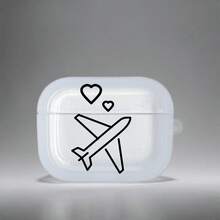Line Airplane Pattern Earphone Case Protective Cover, Compatible With Apple Wireless Earphone Storage Box, With Anti-Scratch And Anti-Drop Protection Function - Multicolor - View 1