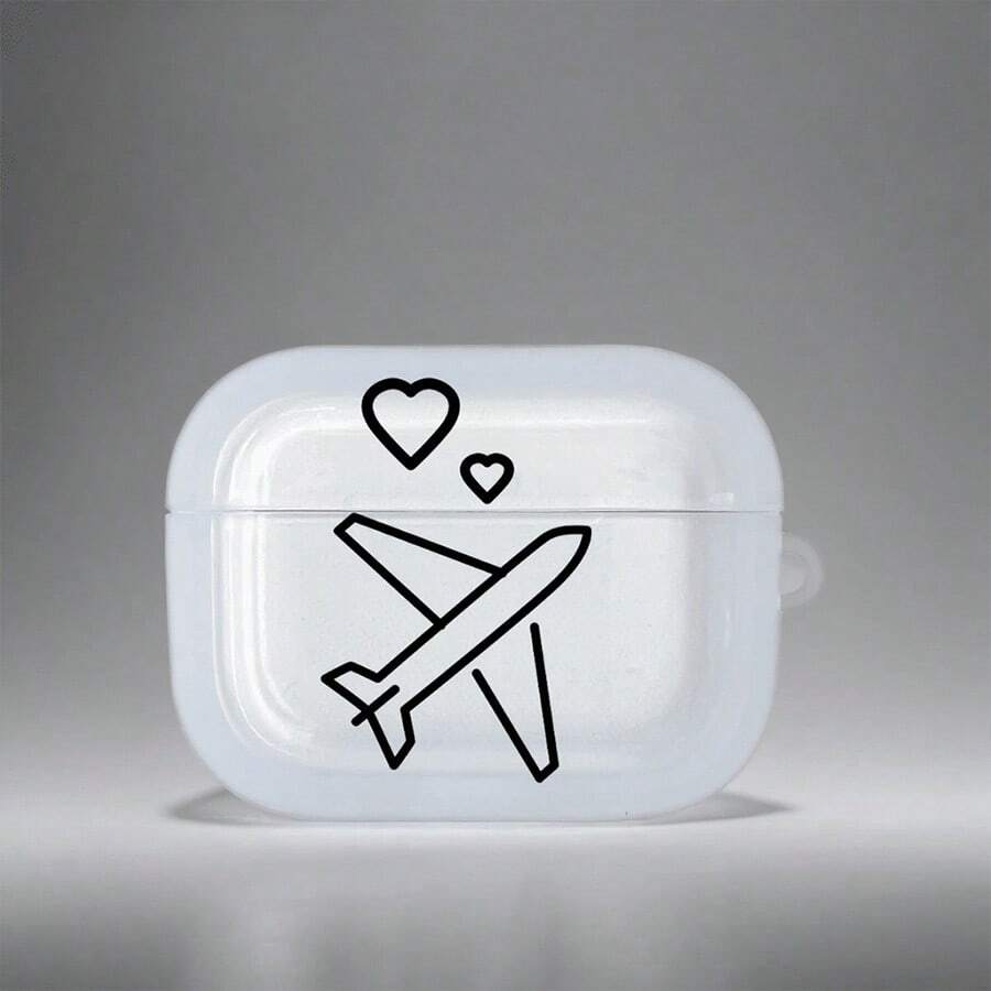 Line Airplane Pattern Earphone Case Protective Cover, Compatible With Apple Wireless Earphone Storage Box, With Anti-Scratch And Anti-Drop Protection Function - Multicolor - View 1