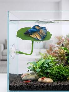 3pcs/1pc Betta Fish Resting Leaf Hammock, Artificial Lotus Leaf Spawning Bed For Aquarium, Realistic Silk Plant Decor With Suction Cups, Small Fish Hiding Cave, Essential Aquarium Accessory, Perfect Gift For Fish Tank - A - View 4