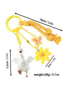 Cute White Goose Acrylic Keychain, Floral Butterfly Tassel Bag Charm, Pastel Knotted Rope Pendant Accessory For Backpack Keys - 2879 - View 6