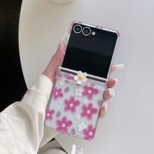 Casing Ponsel Engsel Motif Bunga Daisy Kecil Merah Mawar 3D untuk Galaxy Z Flip3/Flip4/Flip5/Flip6/8 Layar Lipat Perlindungan Anti Jatuh Penuh - MultiWarna - View 5