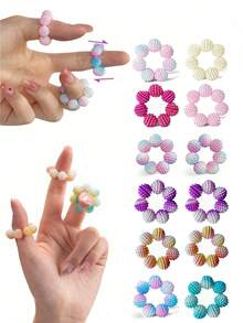 1/3/5 piezas Anillos sensoriales ajustables con cuentas, anillos de masaje para dedos, múltiples colores disponibles, anillos de masaje relajantes, masajeador de dedos, adecuado para adultos, trabajadores de oficina - Múltiples estilos - Ver 1