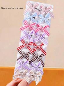 10pcs Girls Multi-Color Fabric Bow Hair Clips Hair Accessories Head Clips Back-Of-Head Clips Side Clips Alligator Hair Clips For Daily Use - Multicolor - View 8