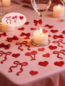 100pcs Dual-Color Strawberry Confetti, Pink Number 1 Table Decor, Suitable For Birthday Celebration Party - Multicolor - View 10