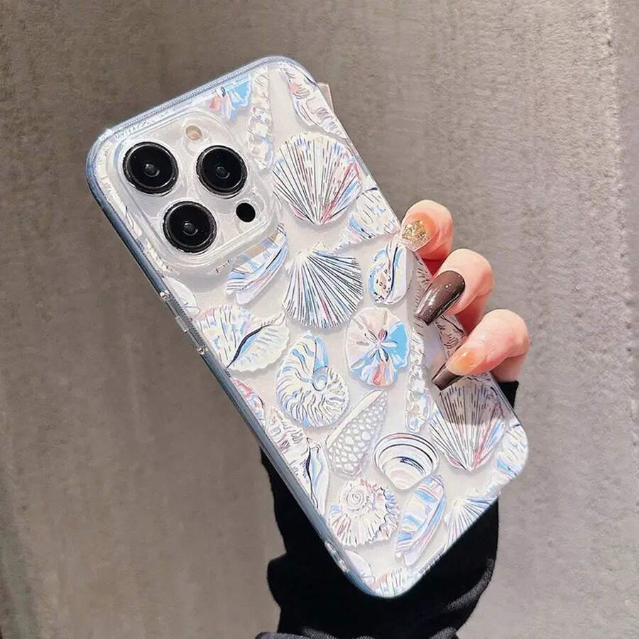 1 buah Casing Ponsel Transparan TPU Motif Cangkang Holografik Elemen Laut Kerang dengan Perlindungan Lensa Penuh, Anti Jatuh, dan Anti Sidik Jari, Kompatibel dengan iPhone 16 Pro/16 Plus/15/15 Pro Max/15 Pro/11/12/13/14 Pro Max/11 Pro/11 Pro Max/12 Pro/12 Pro Max/13 Pro/13 Pro Max/14 Pro/14 Pro Max, Casing Lembut Premium Kreatif - MultiWarna - View 1