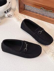 1 Pair Loafers Oxford Shoes, Soft Sole Casual Slip-On Sneakers Suitable For Boys' Spring/Autumn Outdoor Training Wear - Black - View 3