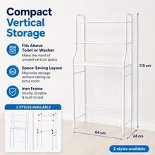 Toilet Bathroom Stainless Steel Toilet Storage Rack Bathroom Washing Machine Rack Storage Storage Rack - White - View 6