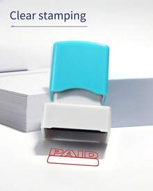 WAFJAMF Paid Pre Inked Rubber Office Message Stamp For Business Use | Refillable Direct-Press Stamper Delivering Crisp Impressions For Invoices - ColorH - View 3