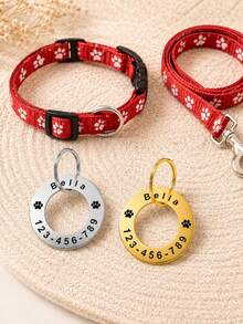 Custom Pet Ring Tag, Minimalist Personalized Dog Cat ID Charm For Collar And Daily Wear, Customized Name Number Memorial Pendant, Customizable Pet Keepsake Gift, Birthday, Halloween And Christmas - Multicolor - View 5