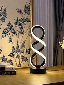 1pc Double Helix 3-Color Stepless Dimmable Creative Decorative Table Lamp, USB Powered Warm Romantic LED Atmosphere Light, Bedroom Bedside High-End Night Light - Multicolor - View 6