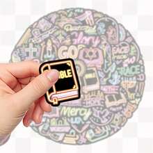 SCXXBSW 50 buah Stiker Alkitab Neon, Stiker Kartun Lucu untuk Keperluan DIY seperti Skateboard dan Ponsel - A - View 5