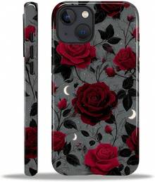 Case For  13  14, Hybrid Heavy Duty 2 In 1 Full Body Rugged Shockproof Protection Glossy Case For  13  14 - Night Red Rose - 白色 - 查看 1