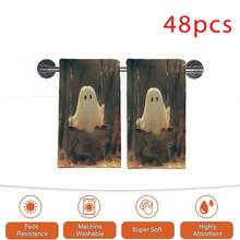 2/4/48pcs Halloween Series Forest Swing Ghost Pattern Printed Kitchen Towels - Super Soft, Highly Absorbent Polyester Tablecloths And Hand Towels, Perfect For Holiday Decor, Kitchen Decor, Party Decor. - Multicolor - View 13