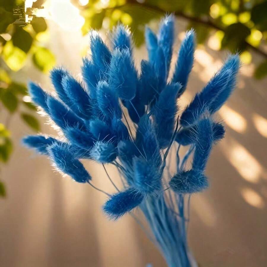 60支 16.5英吋人造兔尾草莖,居家裝飾人造兔尾草,適用於波希米亞風花藝布置、DIY手工、居家廚房與婚禮裝飾、聖誕裝飾、感恩節裝飾、DIY花環裝飾 - 寶藍色 - 查看 1