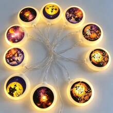 1pc 10LED Halloween String Lights, Halloween Element Decorative String Lights, For Halloween Decoration, Indoor String Lights, Battery Powered (Battery Not Included), HALLOWEEN - Warm White - View 7