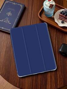 1件海軍藍三折平板保護殼，附筆槽，相容 iPad Mini 4/5/6/7/Air/Air 2/9.7/10.2/10.5/10.9 (Air 4-Air 8)/Pro 11/10th Gen/A16/Pro 11 2024、Galaxy A8，柔軟霧面翻蓋式保護殼，三折支架，休眠/喚醒功能，內建筆槽，不含筆 - 藏蓝色 - 查看 5