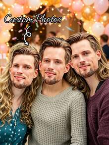 Custom Photo Mask, Personalized Wedding Portrait, Custom Hollow Head Portrait, Custom Hollow Face Party Decoration. Upload Photo For Birthday And Birthday Party Costume (Actual Product Without Holes). - Multicolor - View 2