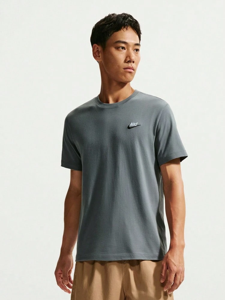 Nike Men's AS M NSW CLUB TEE Short Sleeve Knit Collarless T-Shirt TAR4999-086 - Dark Green - View 1